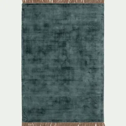 Tapis frangé en velours 160x230cm - vert eucalyptus