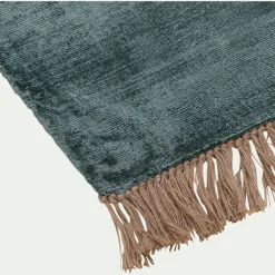 Tapis frangé en velours 160x230cm - vert eucalyptus