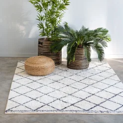 Tapis inspiration berbère en coton - blanc 300x400cm