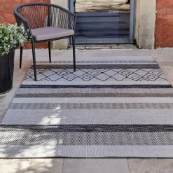 Tapis intérieur et extérieur à motifs - gris 120x170cm