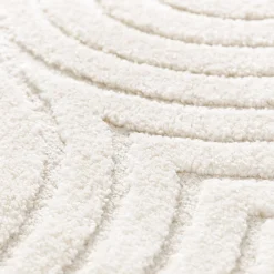 Tapis rond à motifs circulaires D120cm - blanc écru