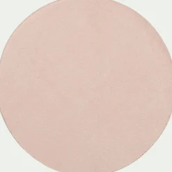 Tapis rond imitation fourrure - rose argile D70cm