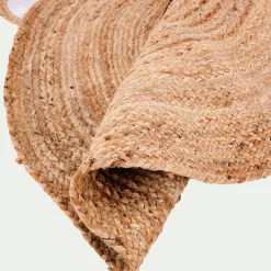 Tapis rond motif tête d'ours en jute d100cm - naturel