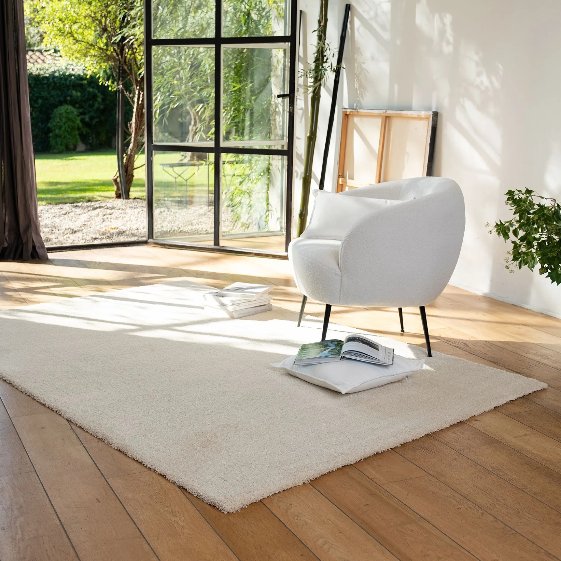 Tapis synthétique 160x230cm - blanc écru