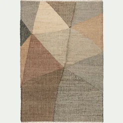 Tapis tissé en jute et coton à motifs - beige 160x230cm