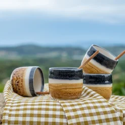 Tasse à espresso en grès peint 12cl - marron