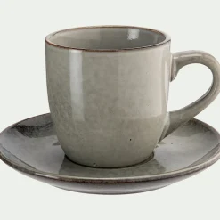 Tasse et soucoupe petit-déjeuner en grès 22cl - vert