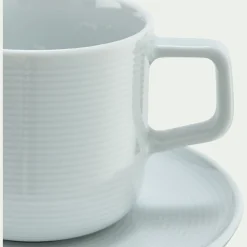 Tasse et sous-tasse spirale en porcelaine 25cl - blanc