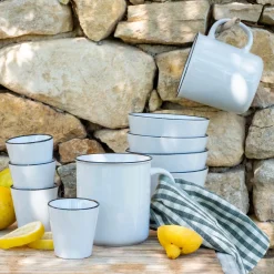 Tasse expresso en grès avec liseré noir 10cl - blanc