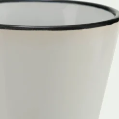 Tasse expresso en grès avec liseré noir 10cl - blanc
