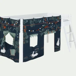 Tente de lit enfant à motifs sous-bois - bleu