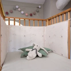 Tour de lit motif cigognes 40x180cm - blanc