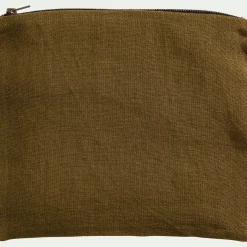 Trousse de toilette en lin - vert mousse