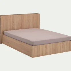 Tête de lit en bois avec rangement - effet chêne clair L165cm