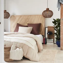 Tête de lit rectangulaire en rotin 130x170 - bois clair