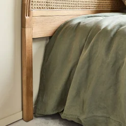 Tête de lit ronde en chêne et rotin L170cm - bois clair