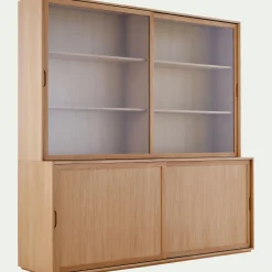 Vaisselier 4 portes en bois L212cm - bois clair