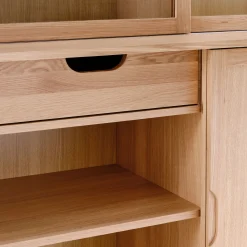 Vaisselier 4 portes en bois L212cm - bois clair