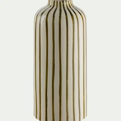 Vase à rayures en grès H30cm - vert