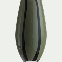 Vase à rayures en verre H34cm - vert