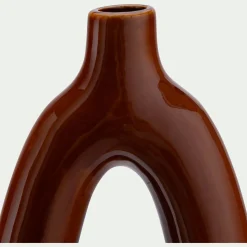Vase à trou contemporain en porcelaine H31,7cm - marron
