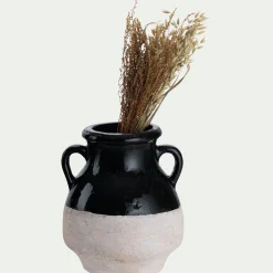 Vase amphore bicolore en grès H25,5cm - noir