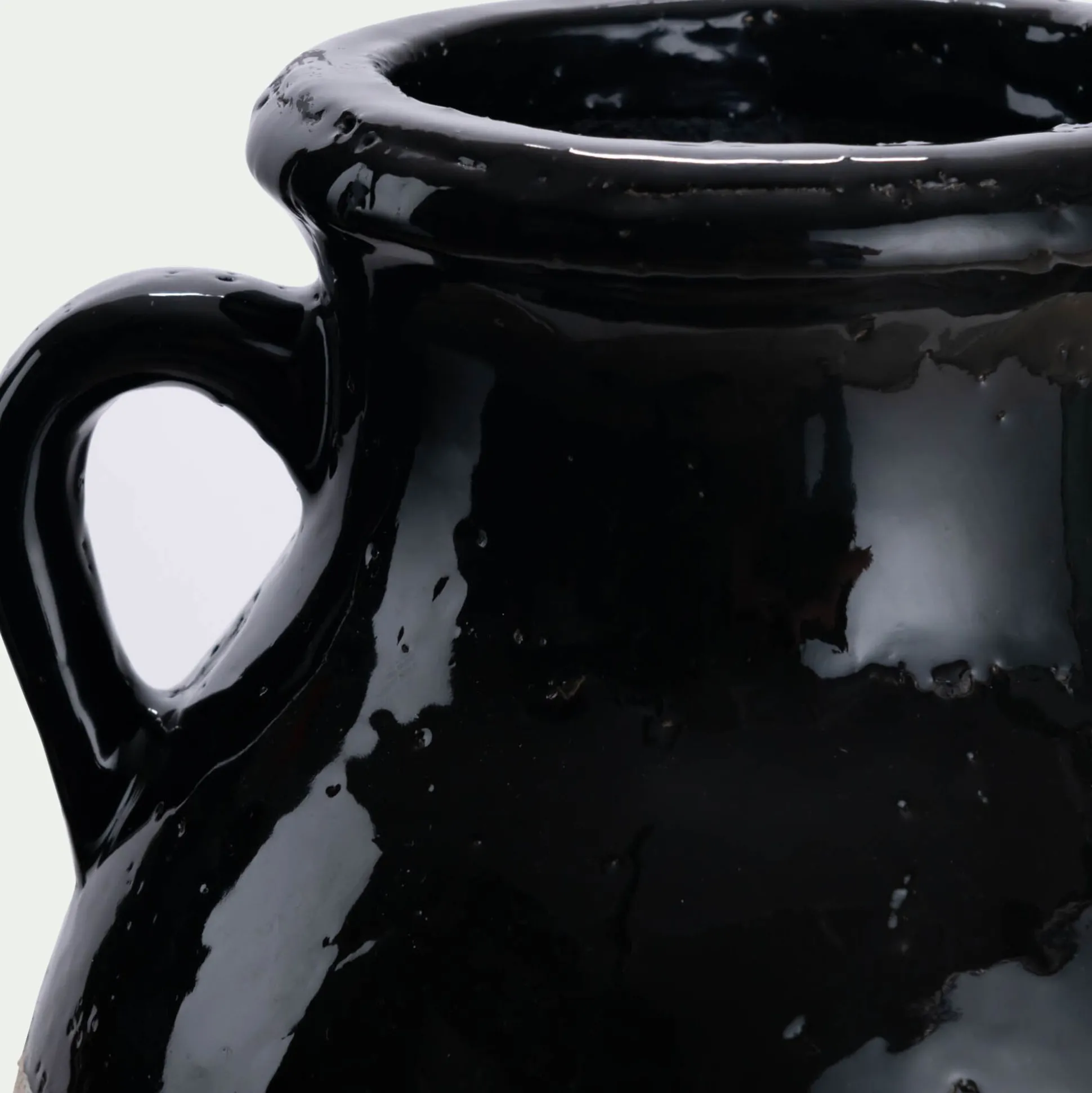 Vase amphore bicolore en grès H25,5cm - noir