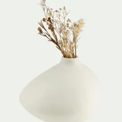 Vase asymétrique en grès - blanc H8,5cm
