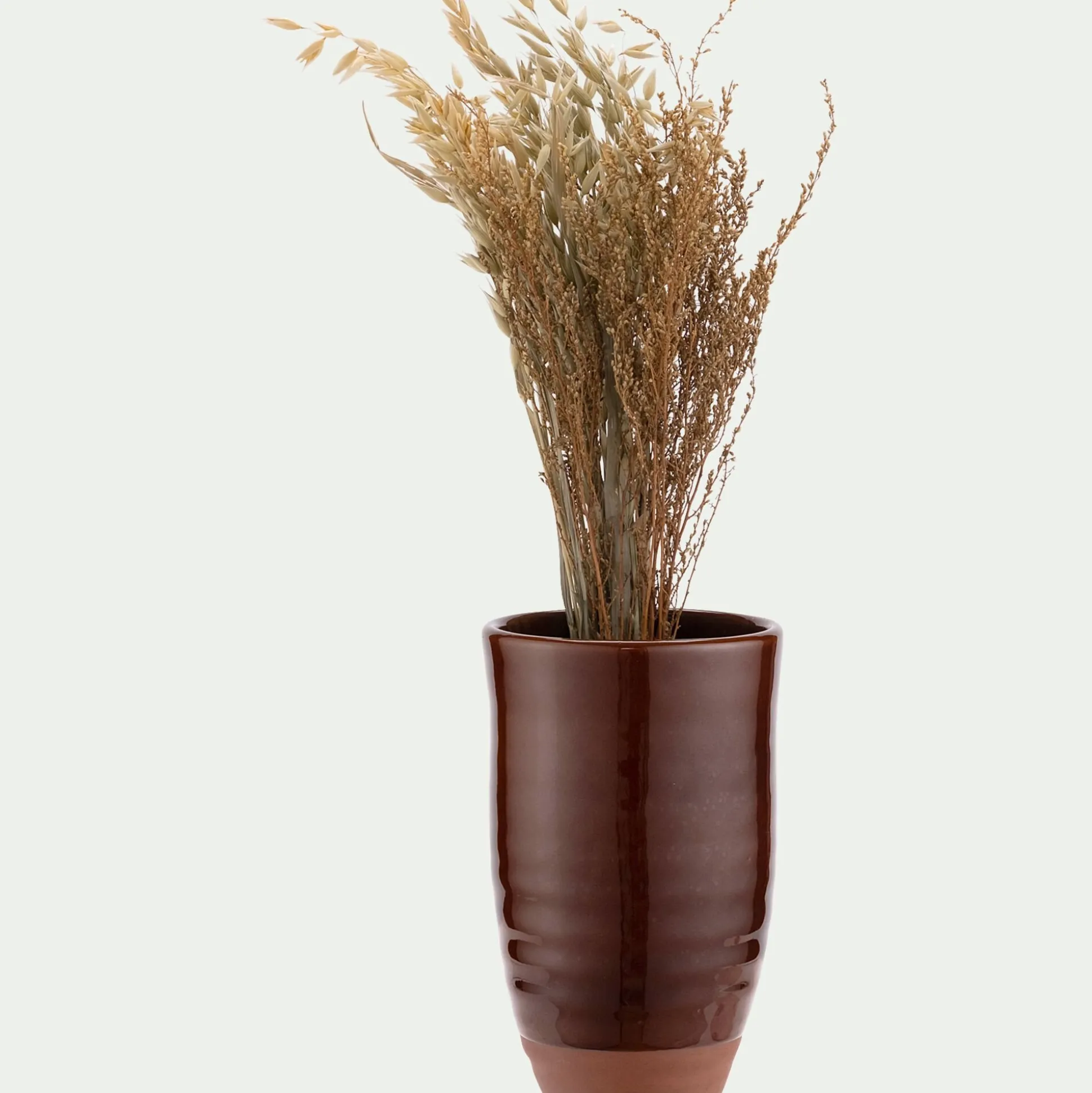 Vase bicolore en terre cuite H21cm - marron