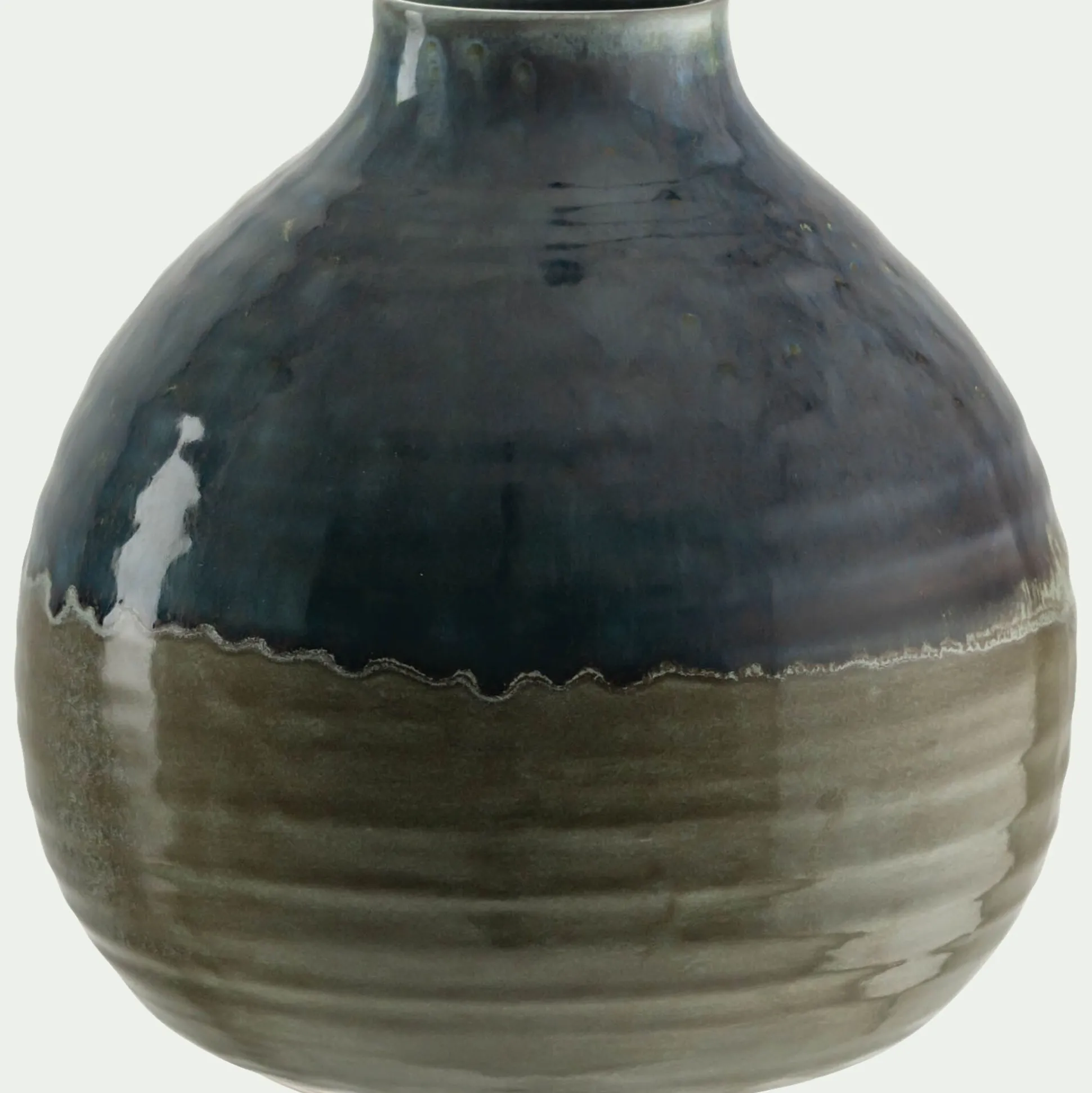 Vase boule en faïence bicolore H17,5cm - vert