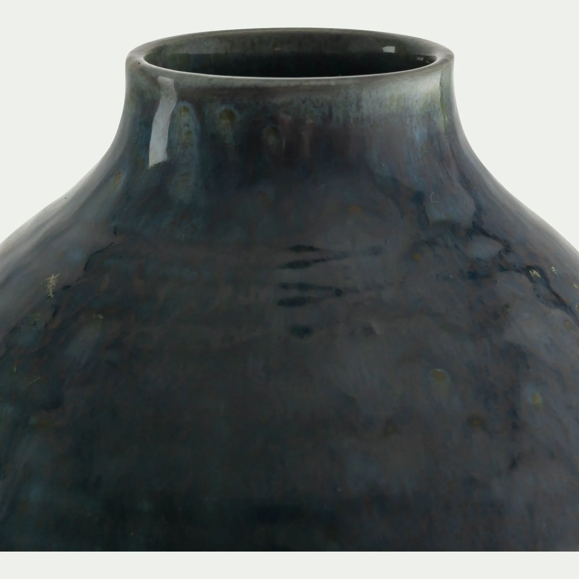 Vase boule en faïence bicolore H17,5cm - vert