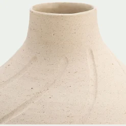 Vase boule en grès H14,5cm - beige