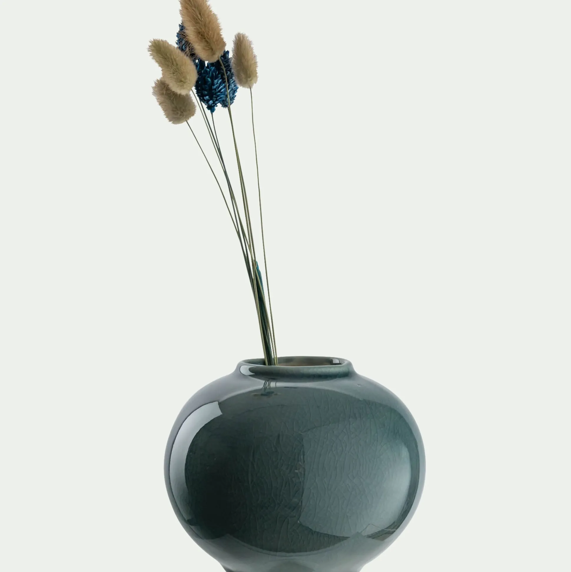Vase boule en grès H10cm - bleu