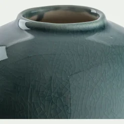 Vase boule en grès H10cm - bleu