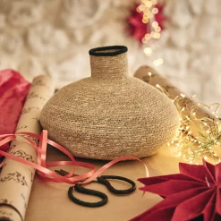 Vase boule en jonc de mer H19cm - naturel