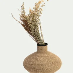 Vase boule en jonc de mer H19cm - naturel
