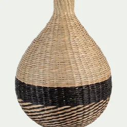 Vase boule en jonc de mer et bambou tressés H33cm - naturel