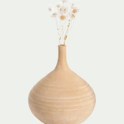 Vase boule en terre cuite H21cm - beige
