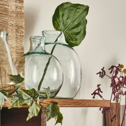 Vase boule en verre recyclé H24cm - transparent