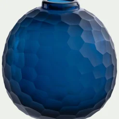 Vase boule en verre sodocalcique H15,5cm - bleu