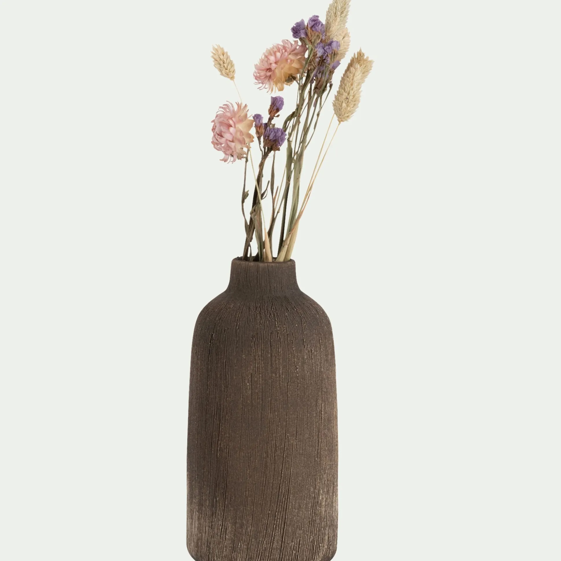 Vase bouteille en faïence H17,5cm - brun terre d'ombre