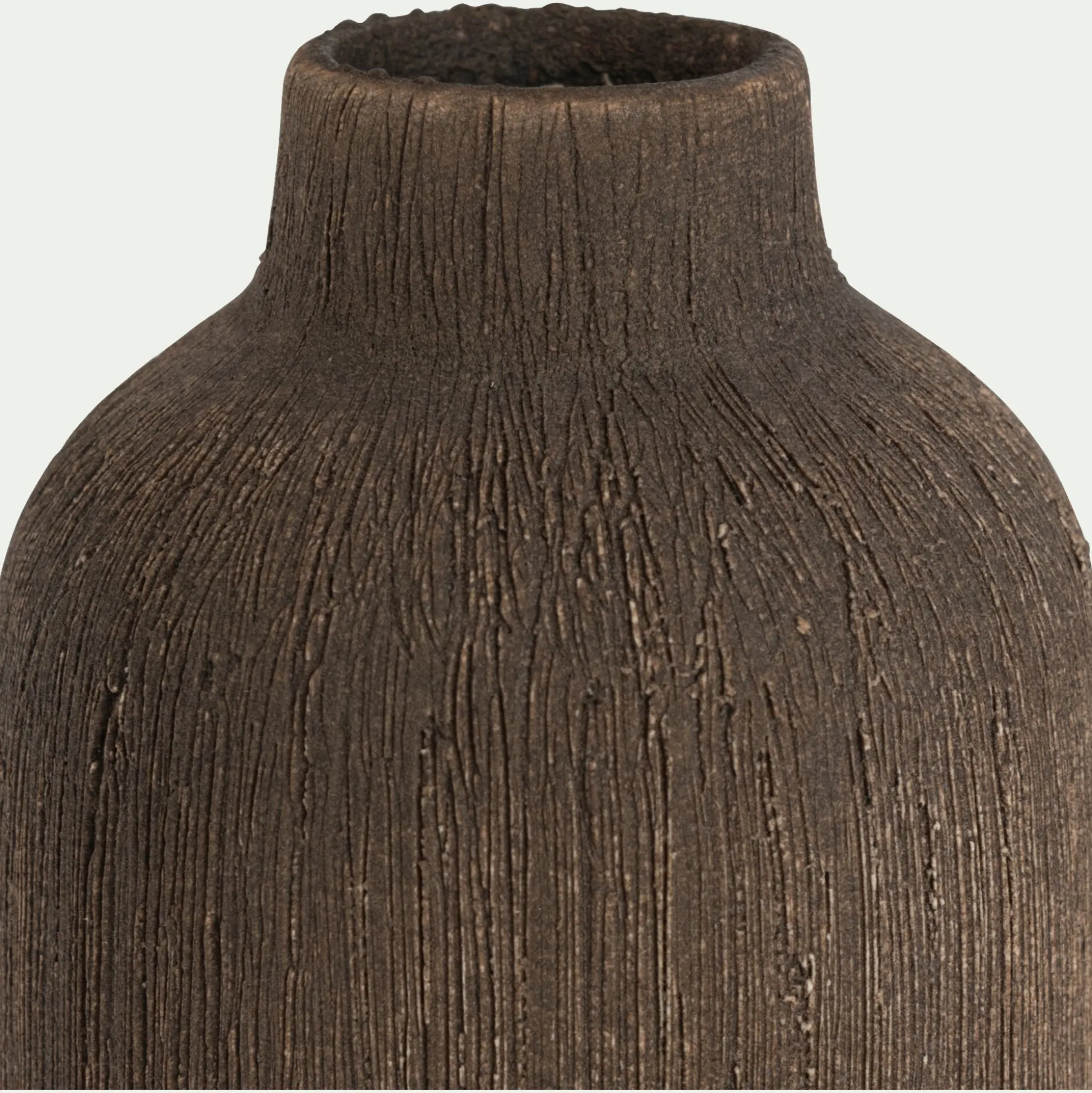 Vase bouteille en faïence H17,5cm - brun terre d'ombre
