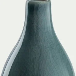 Vase bouteille en grès H18cm - bleu