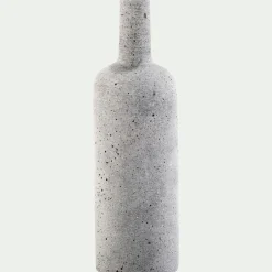 Vase bouteille en polystone effet béton H24cm - gris clair