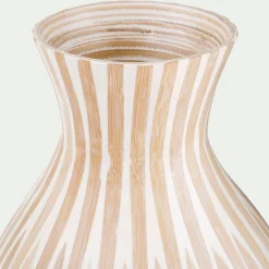 Vase classique en bambou rayé H41cm - blanc
