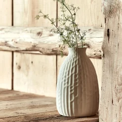 Vase classique en faïence texturée H24cm - blanc