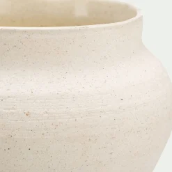 Vase classique en grès moucheté H16cm - blanc