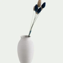 Vase classique en grès strié H12,5cm - blanc