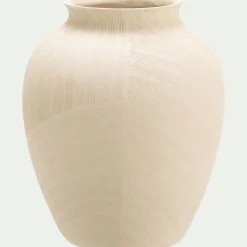 Vase classique en grès strié H30cm - blanc