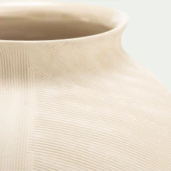 Vase classique en grès strié H30cm - blanc